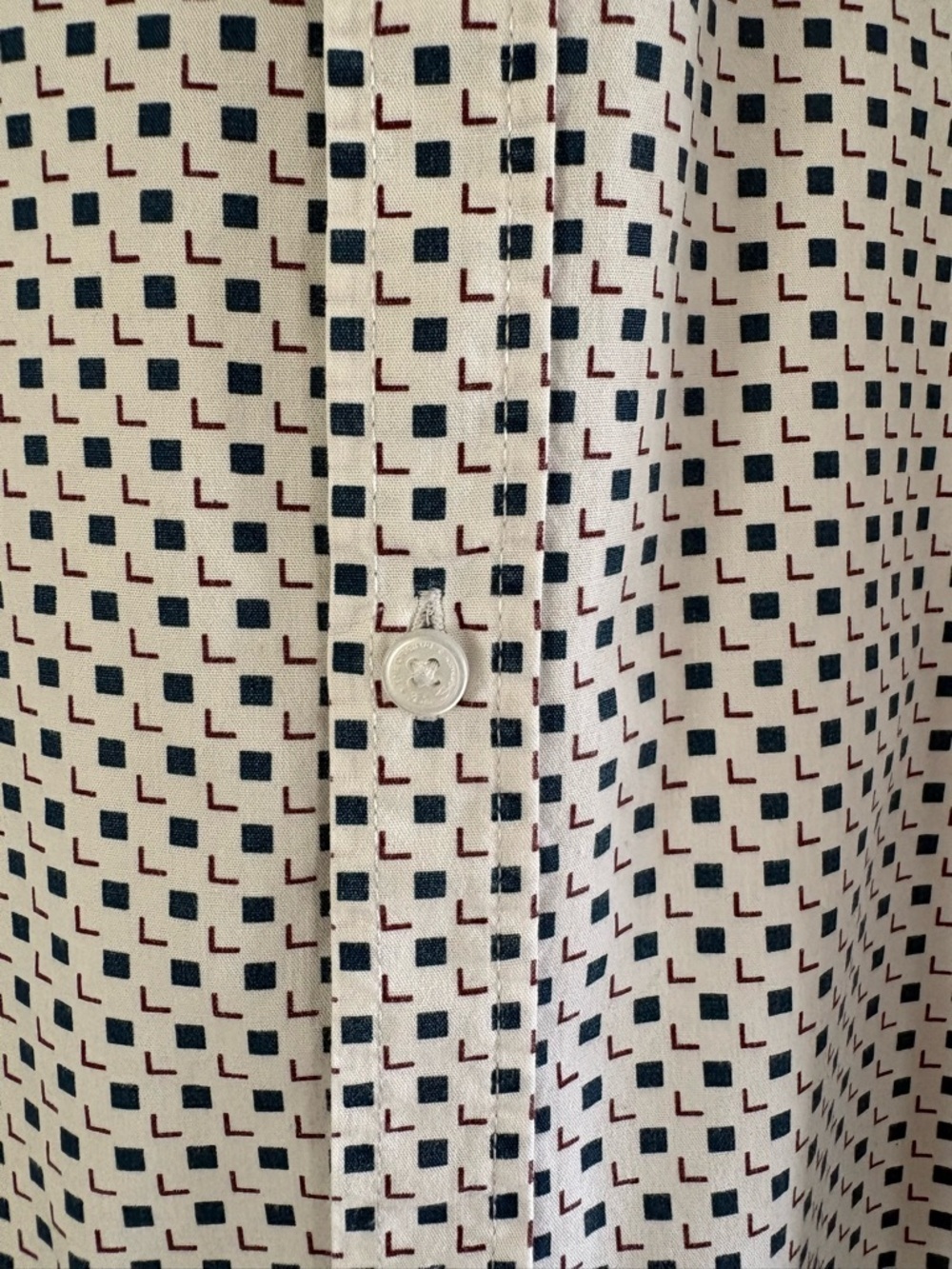Ben Sherman White Shirt with Navy Squares and Maroon Accents Boys Size 18 - Picture 3 of 6